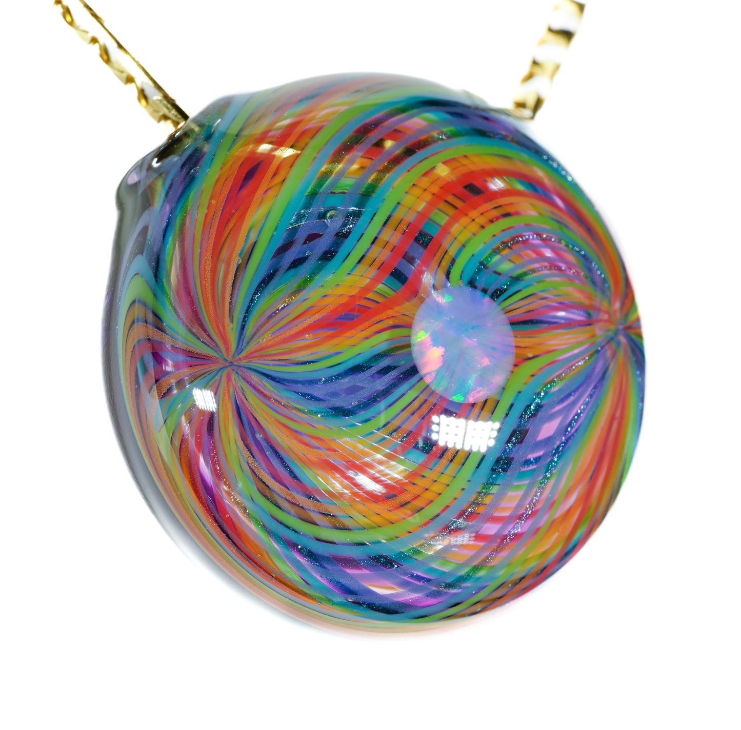 Gold Amethyst Rainbow Retti Opal Pendant no.5