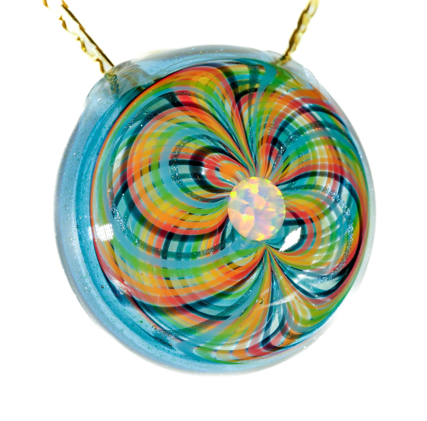 Blue Stardust Rainbow Retti Opal Pendant no.6