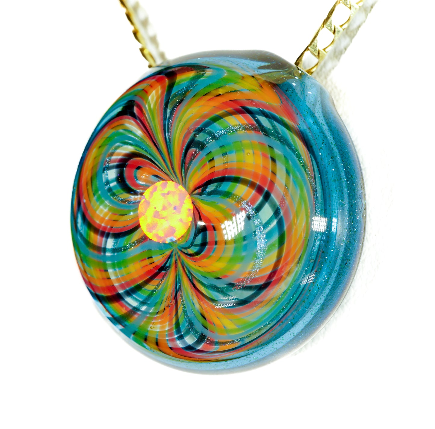 Blue Stardust Rainbow Retti Opal Pendant no.6