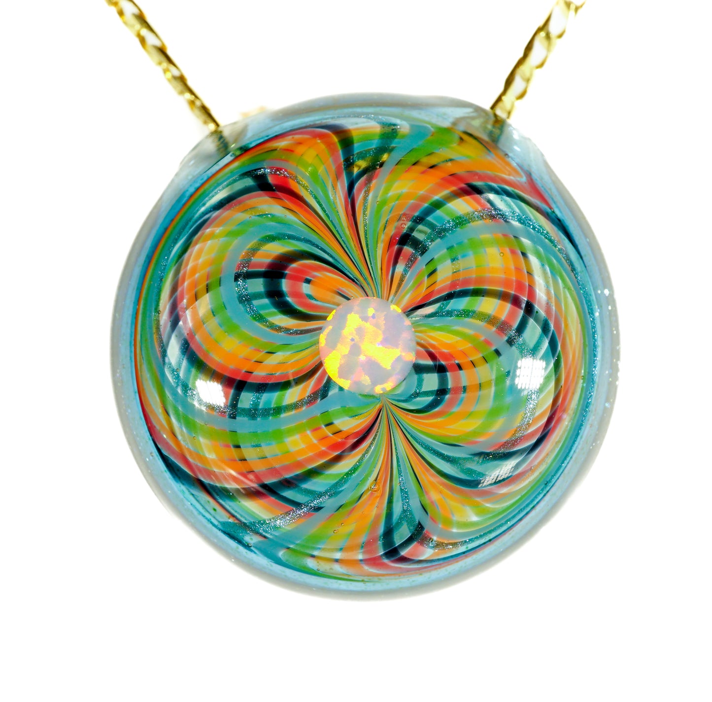 Blue Stardust Rainbow Retti Opal Pendant no.6
