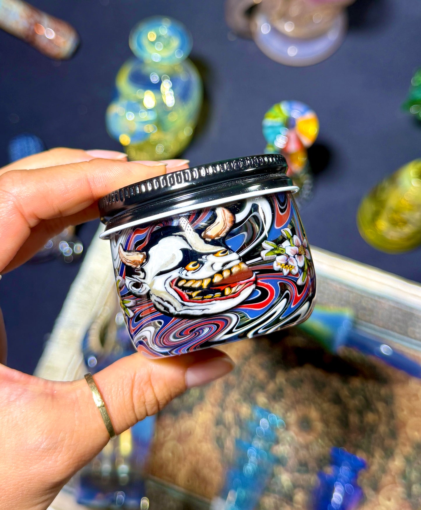 Oni and Butterfly UV Wigwag Large Jar
