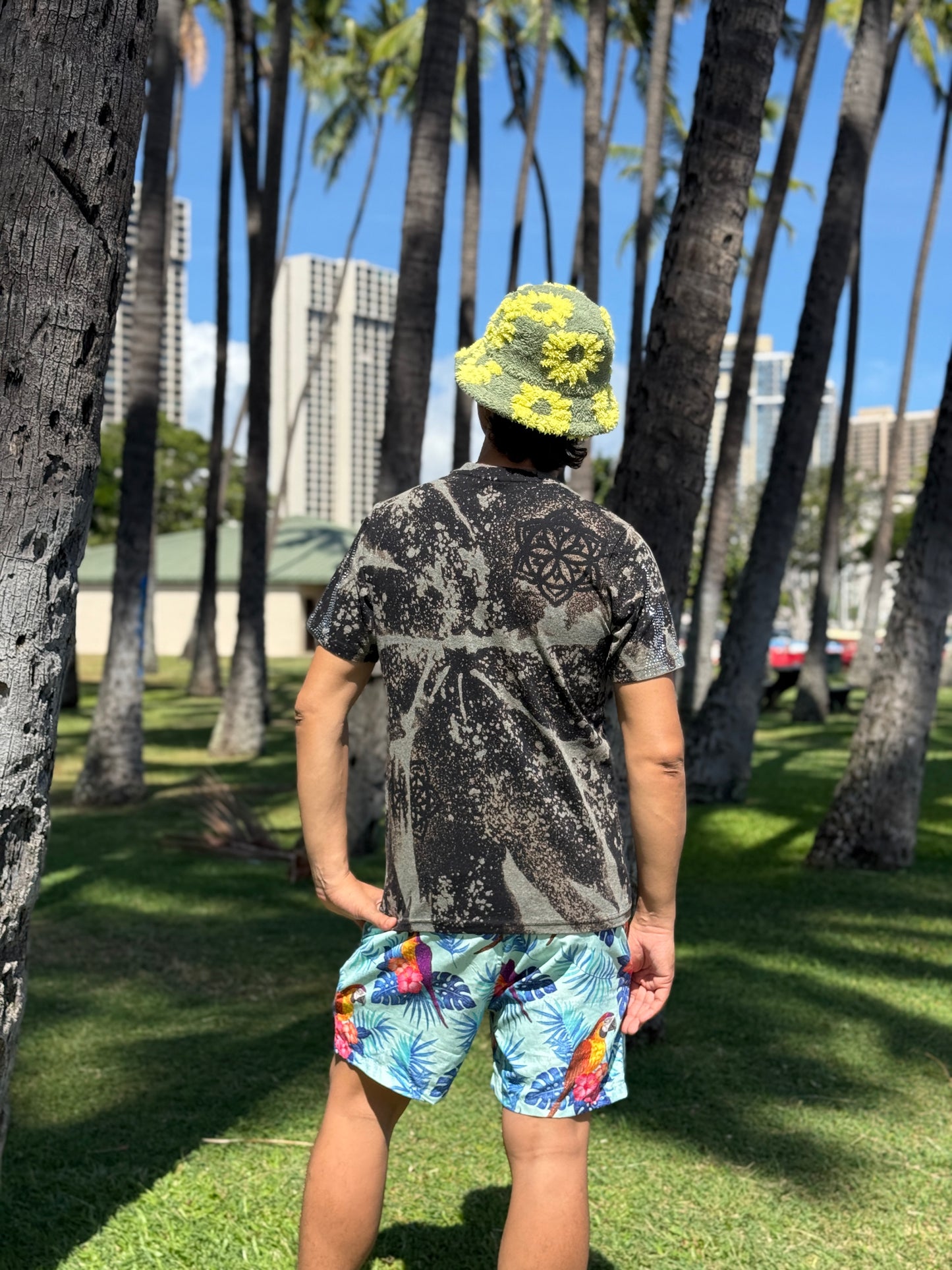 “Love is Blind” REBEL Cupid Angel Bleach Dye T-Shirt (Medium)