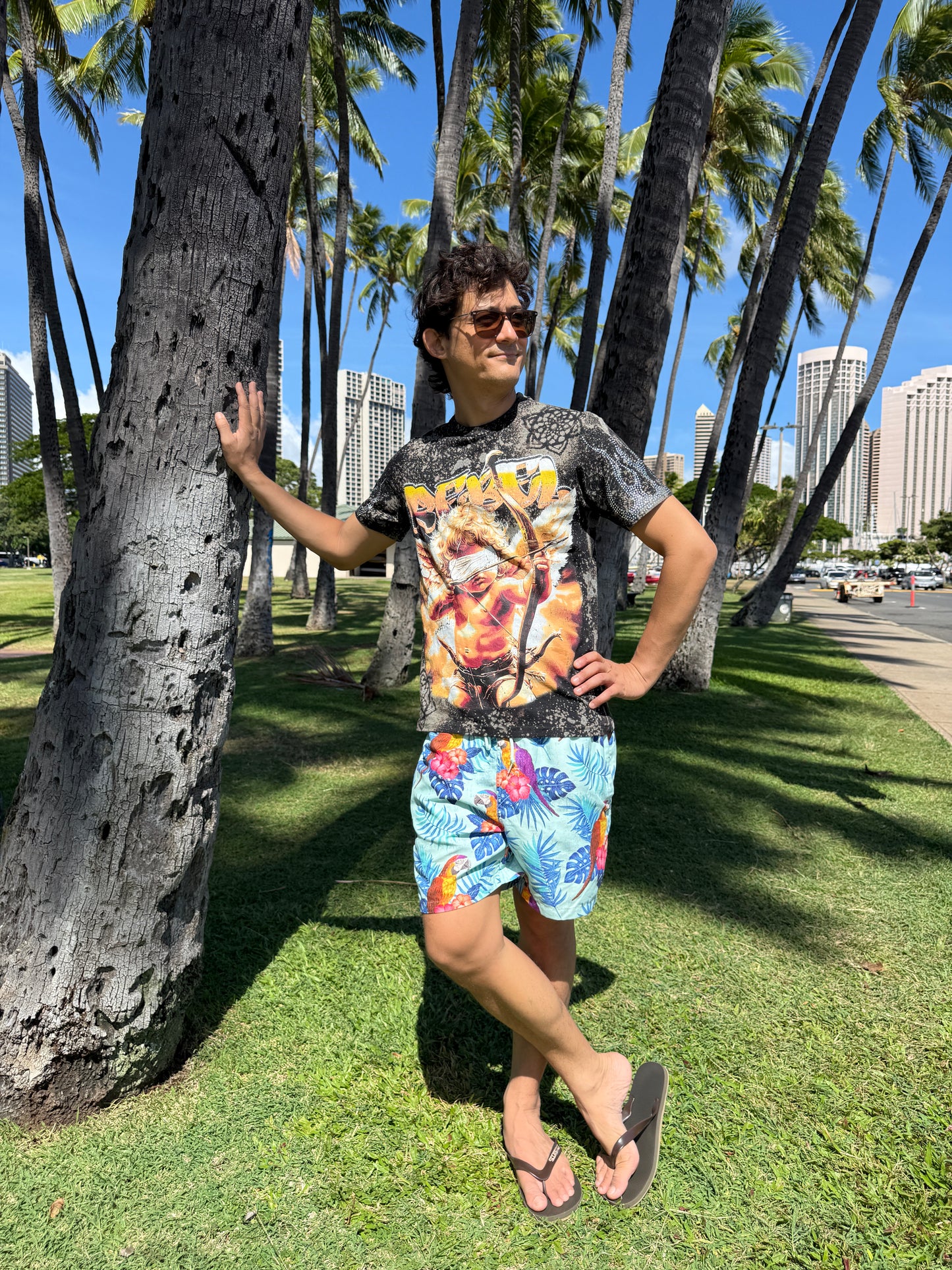 “Love is Blind” REBEL Cupid Angel Bleach Dye T-Shirt (Medium)