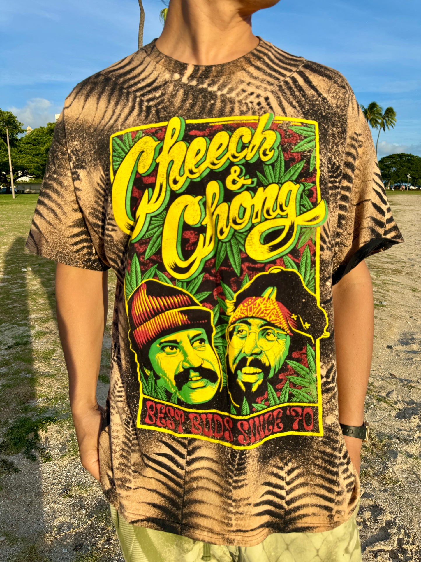 Official Cheech & Chong Bleach Dyed T-Shirt (XXL)