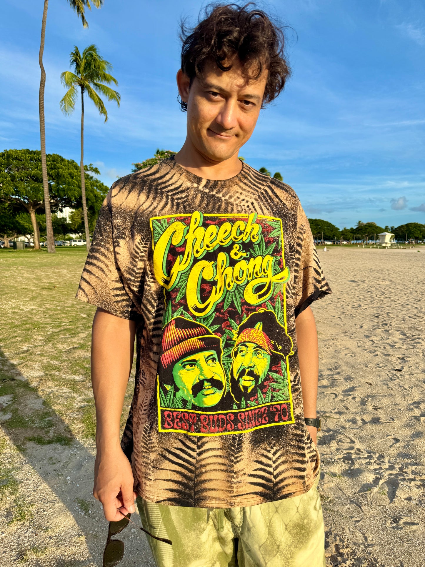 Official Cheech & Chong Bleach Dyed T-Shirt (XXL)