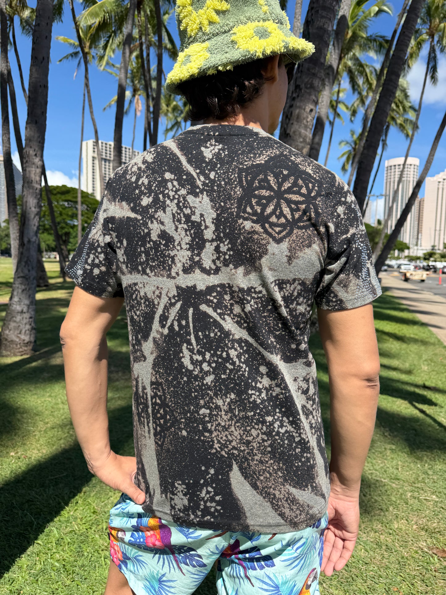 “Love is Blind” REBEL Cupid Angel Bleach Dye T-Shirt (Medium)