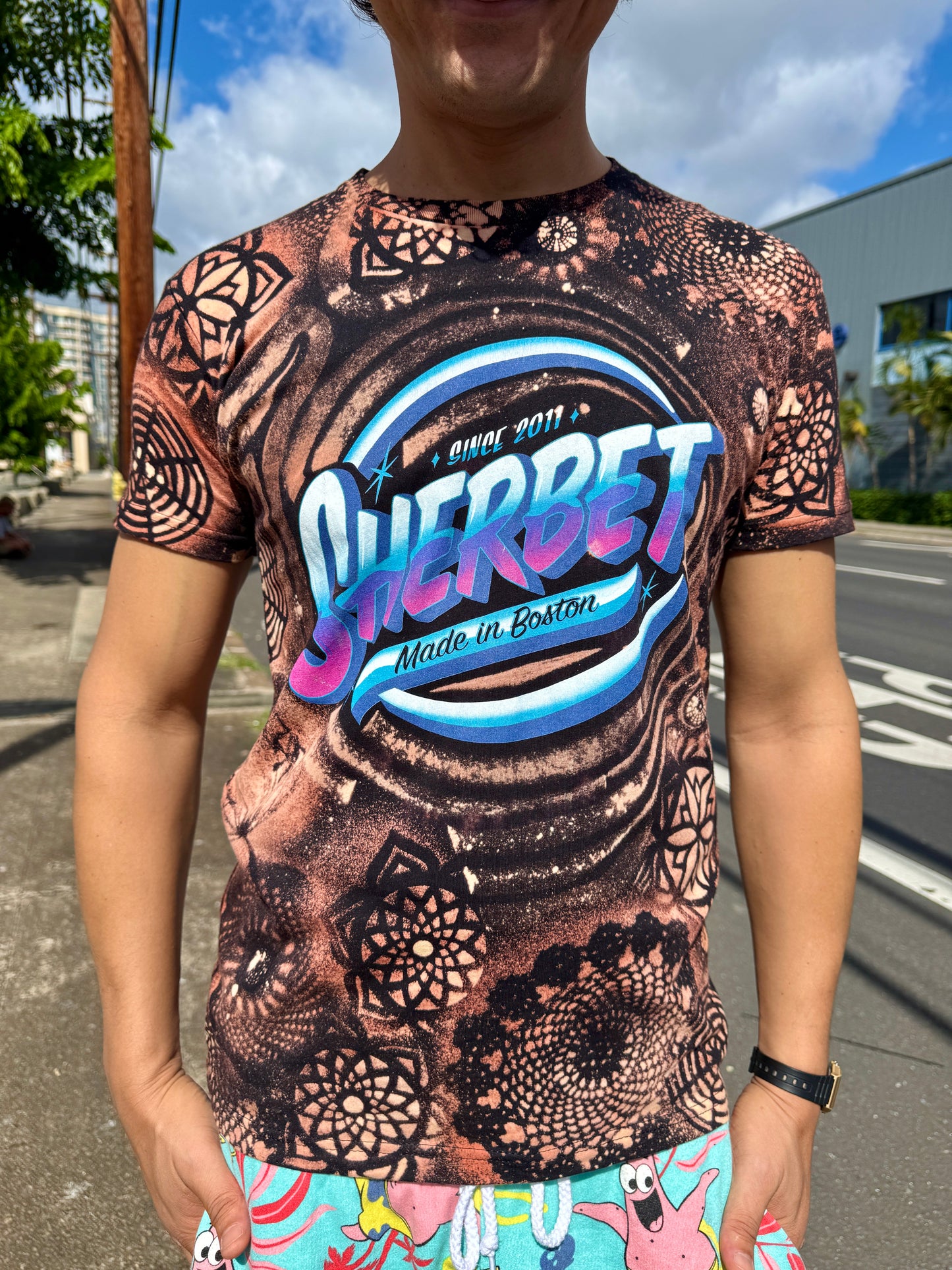 Sherbet Glass Bleach Dye T-Shirt (Small)