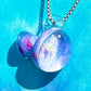 Large Purple & Blue Opal Galaxy UV Scribble Mushroom Pendant