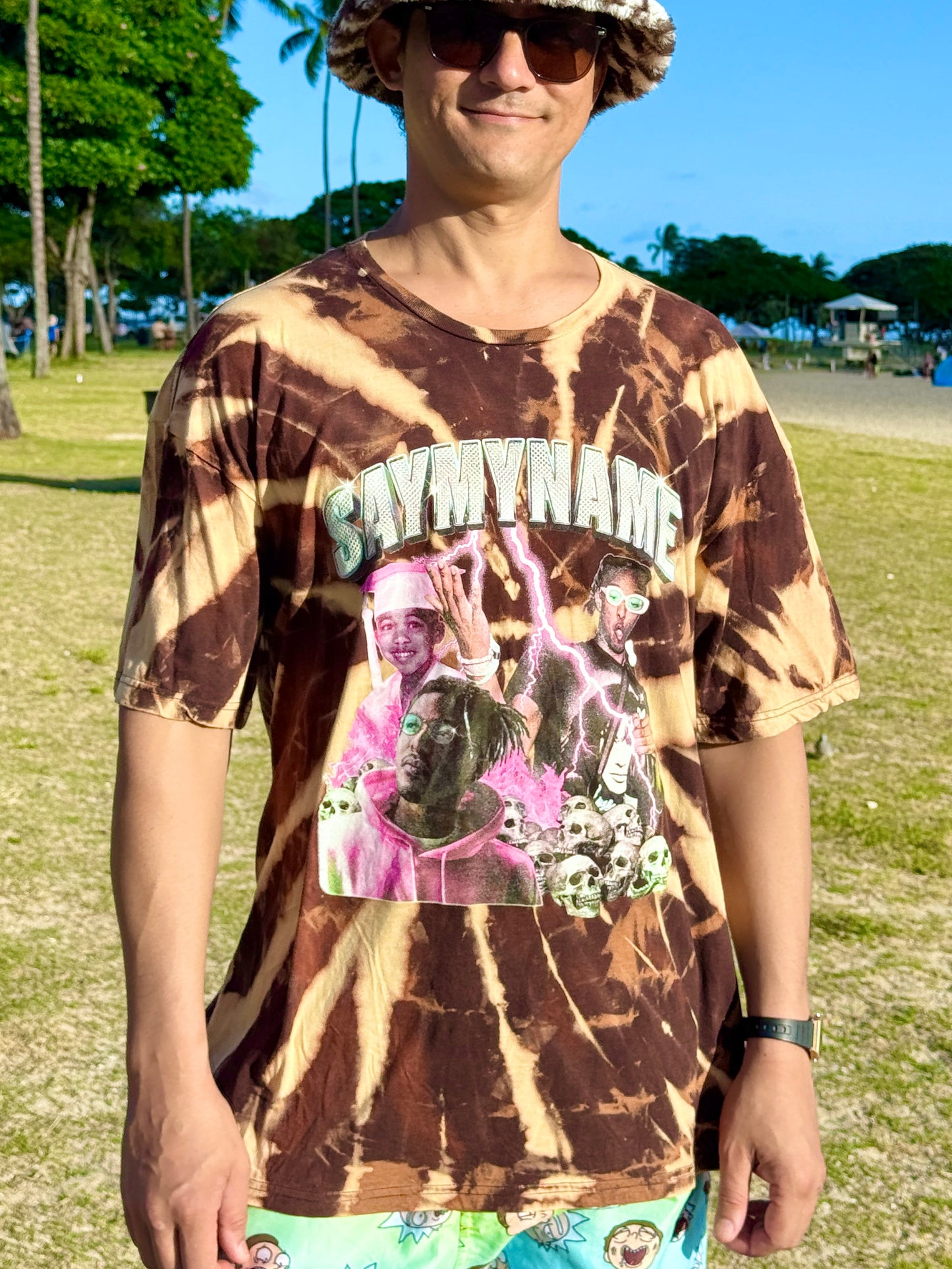 State Your Name DJ Bleach Dye T-shirt (2X-Large)