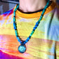 Agate and Blue Cat’s Eye UV Dichro Necklace