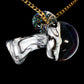 B/W & Rainbow Single Opal UV Scribble Mushroom Pendant