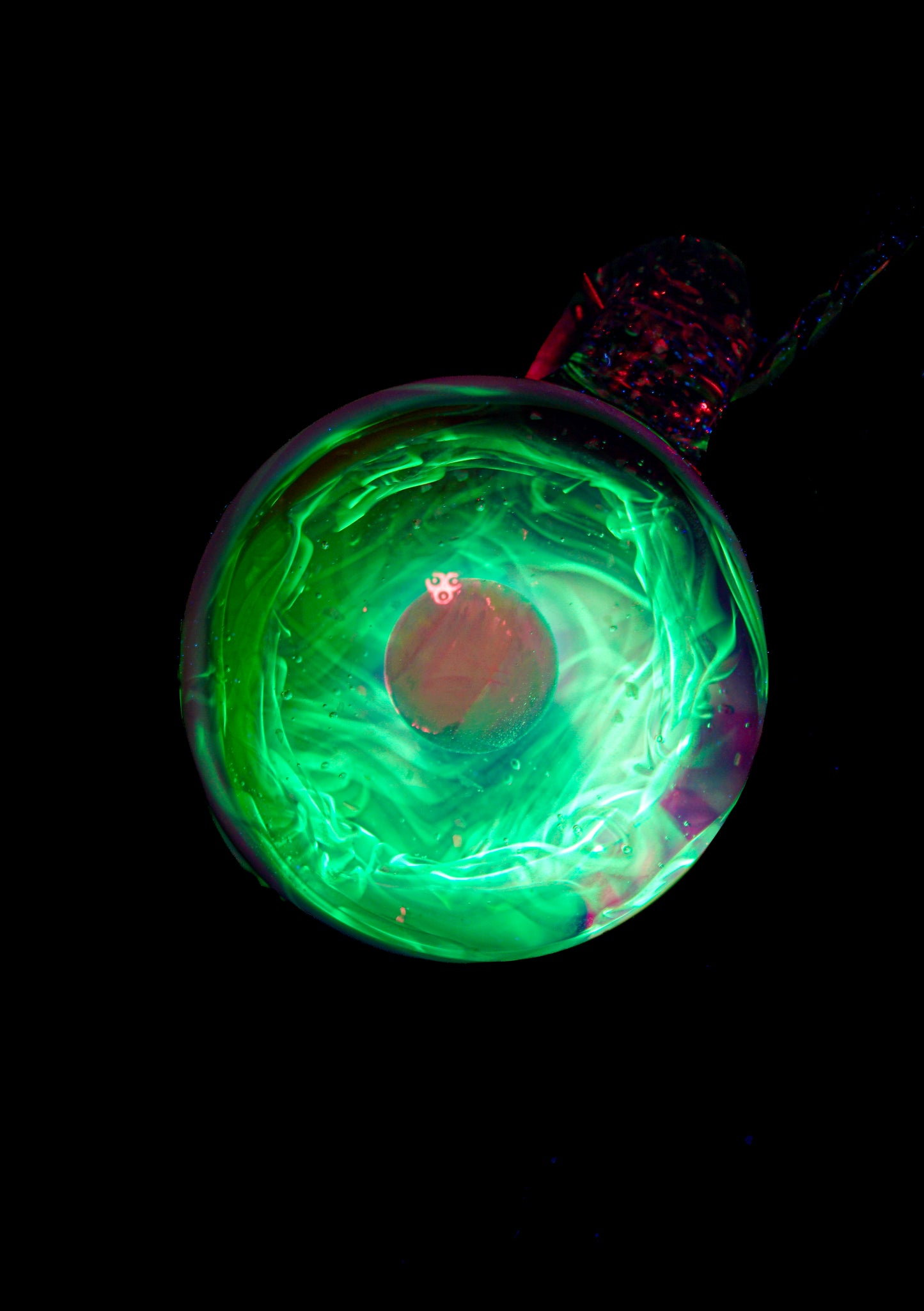 B/W & Rainbow Single Opal UV Scribble Mushroom Pendant