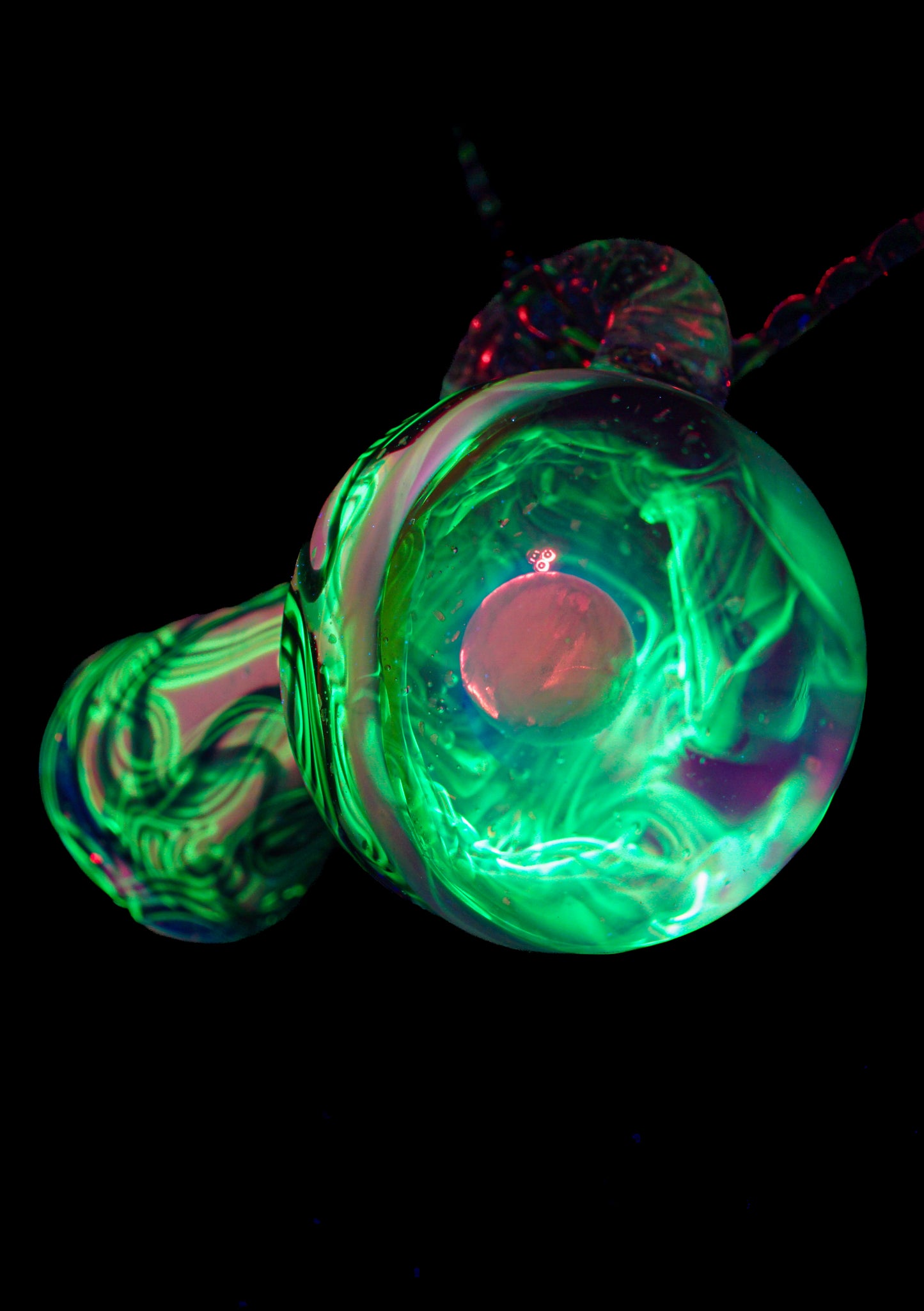 B/W & Rainbow Single Opal UV Scribble Mushroom Pendant