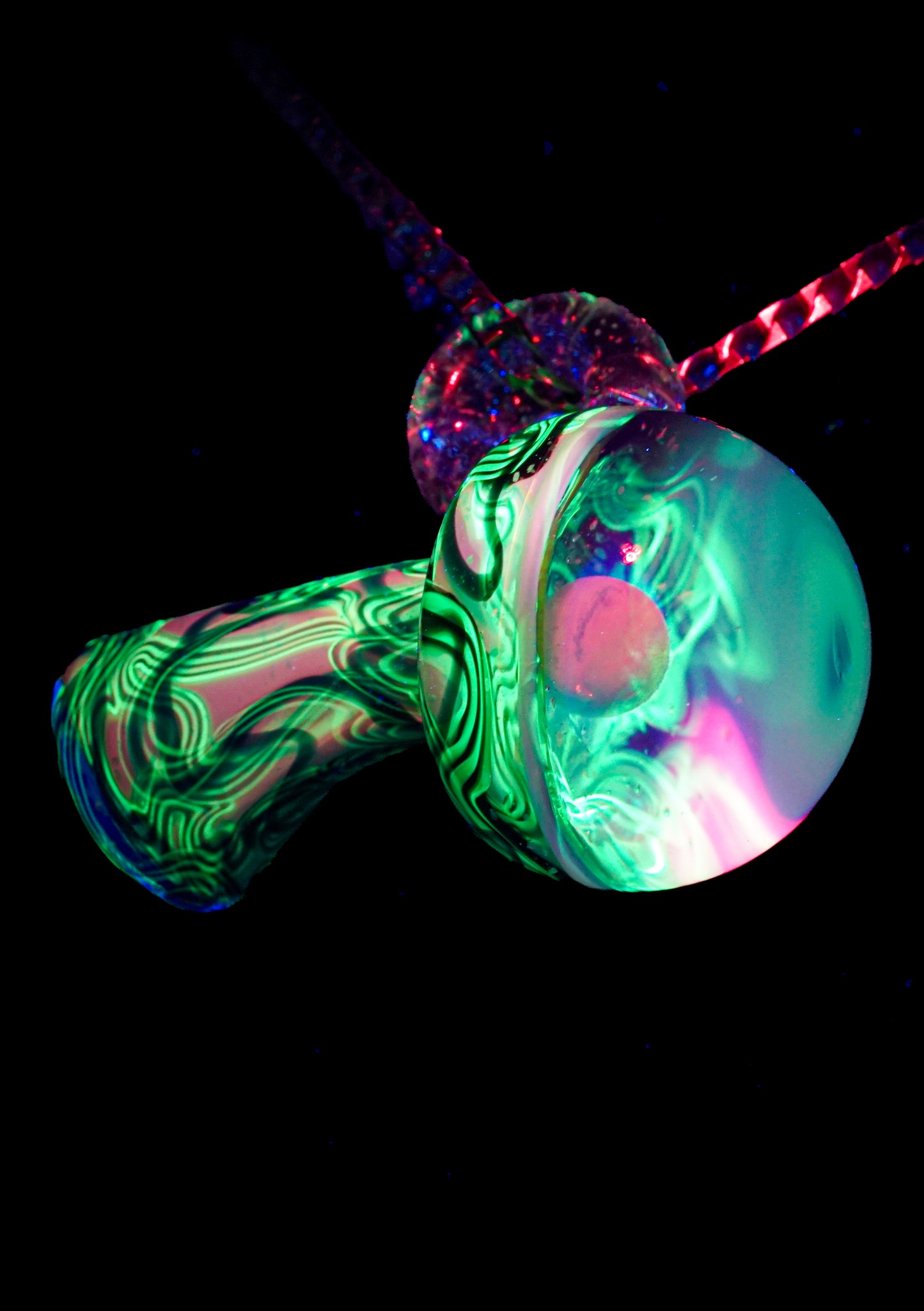 B/W & Rainbow Single Opal UV Scribble Mushroom Pendant