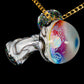 B/W & Rainbow Single Opal UV Scribble Mushroom Pendant