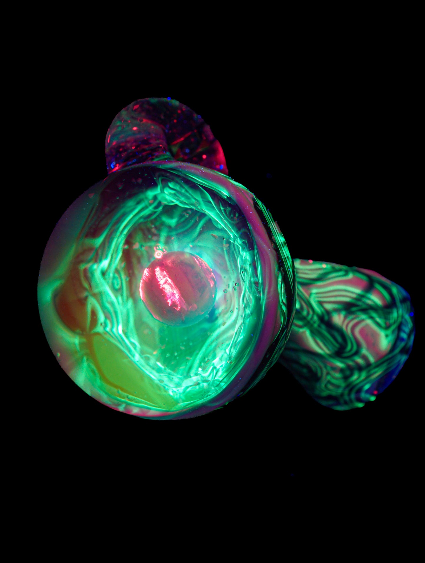B/W & Rainbow Single Opal UV Scribble Mushroom Pendant