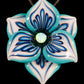 Teal Pinstripe Flower Pendant