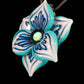 Teal Pinstripe Flower Pendant