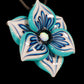 Teal Pinstripe Flower Pendant