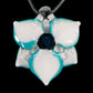 Teal Pinstripe Flower Pendant