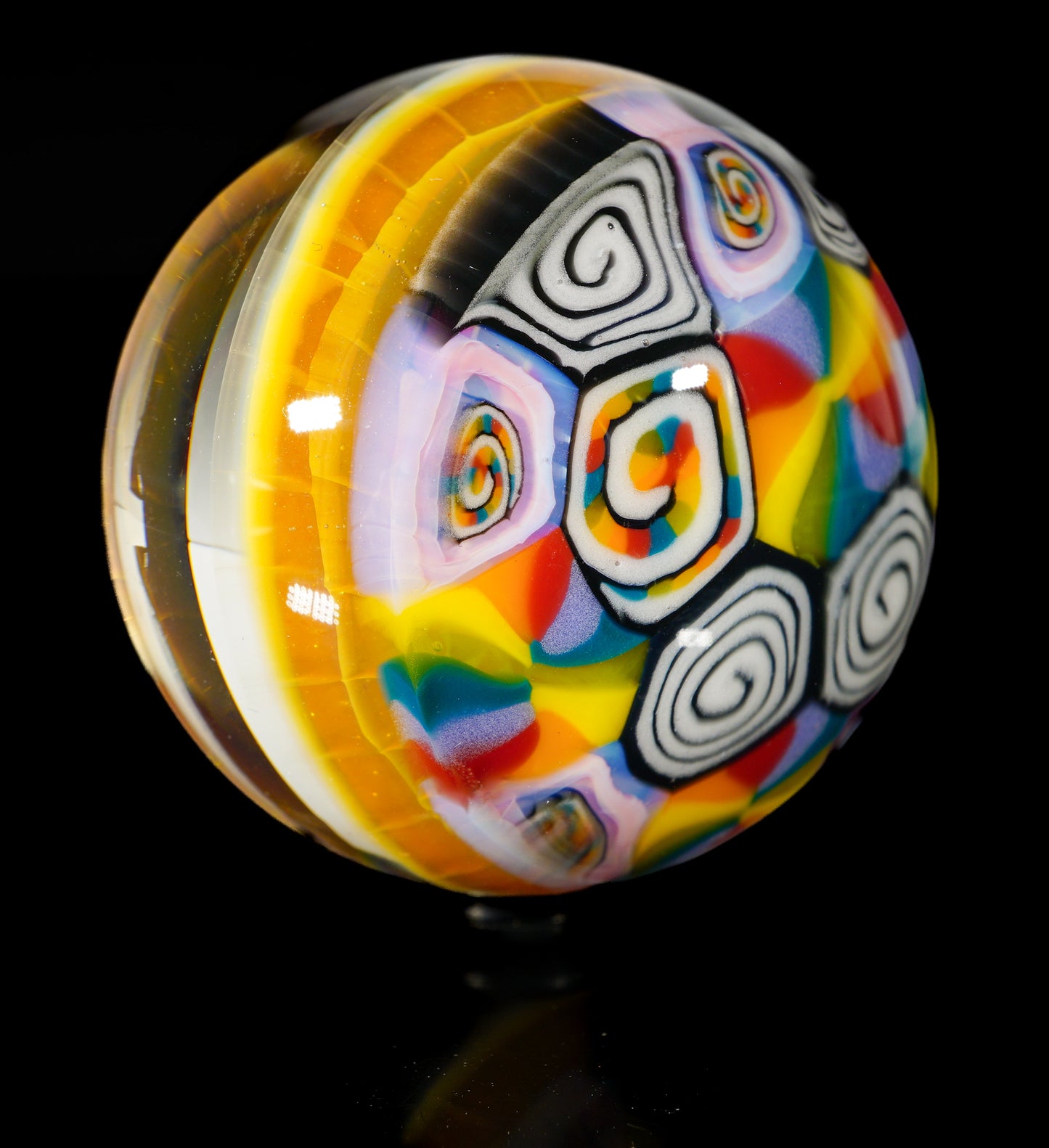 Dual-Sided Pizza & Rainbow Milli Marble (34mm)