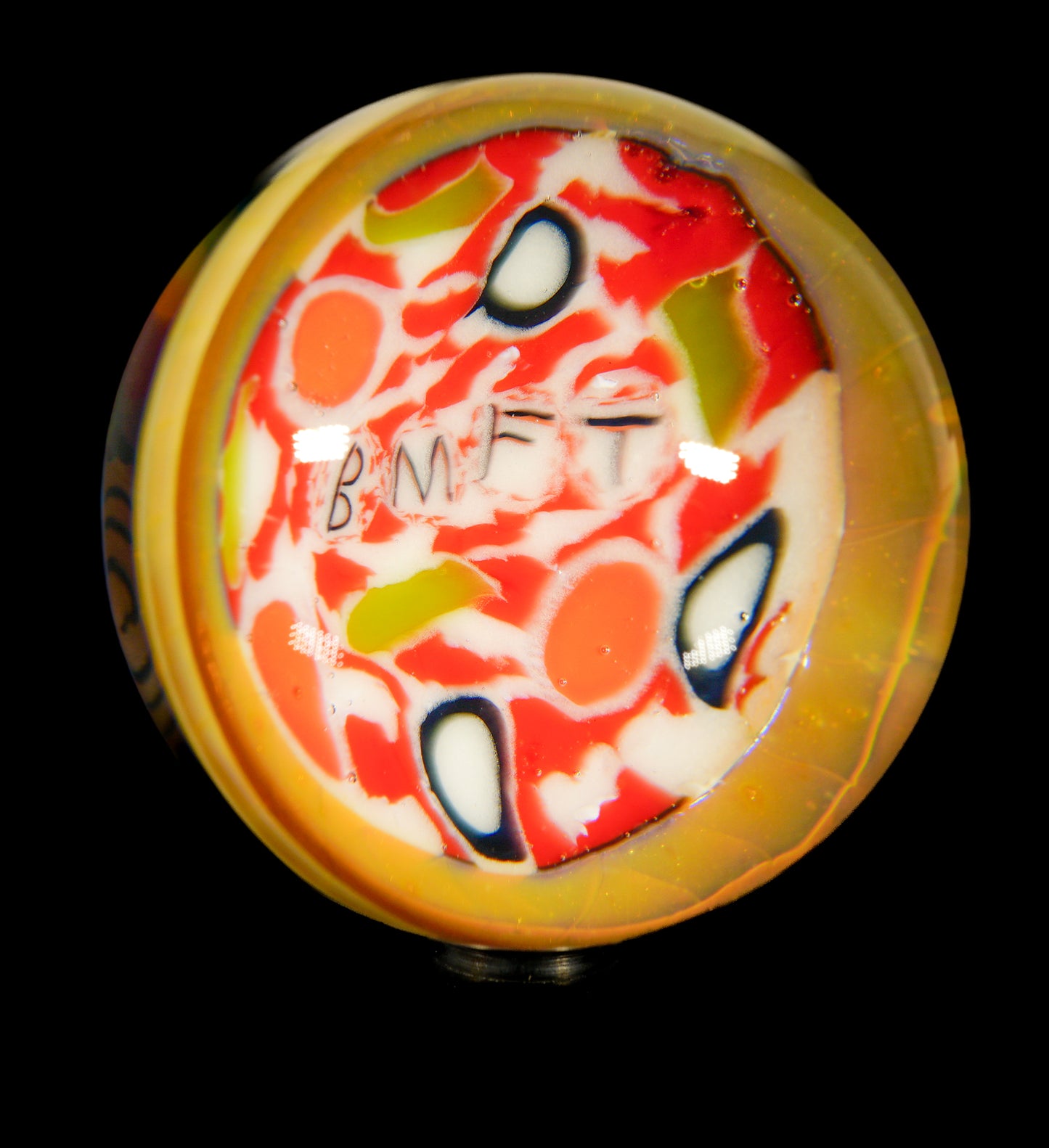 Dual-Sided Pizza & Rainbow Milli Marble (34mm)