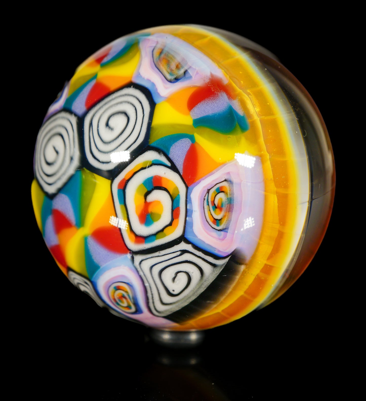 Dual-Sided Pizza & Rainbow Milli Marble (34mm)