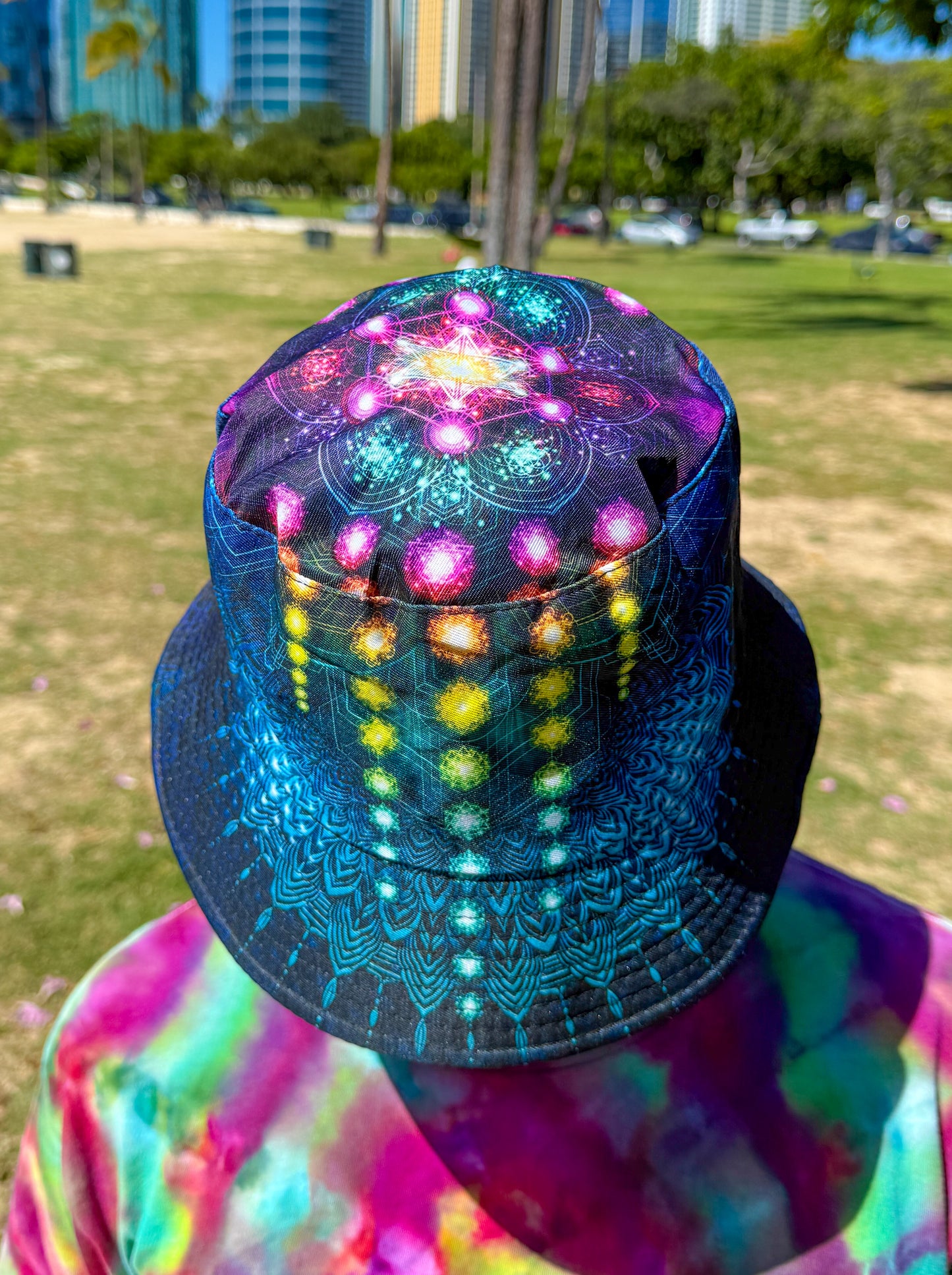 Rainbow Sacred Geometry Bucket Hat