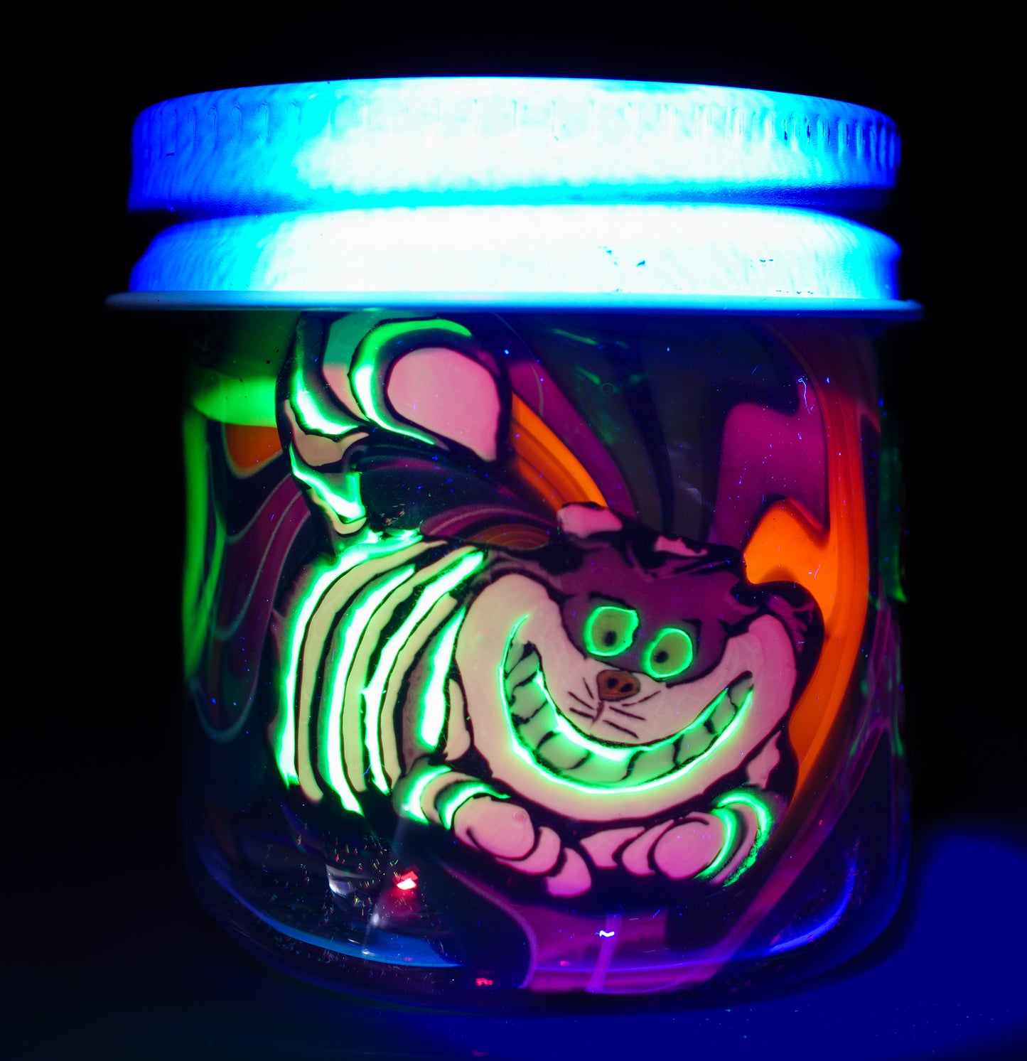 UV Cheshire Cat and Mushroom Man Jar