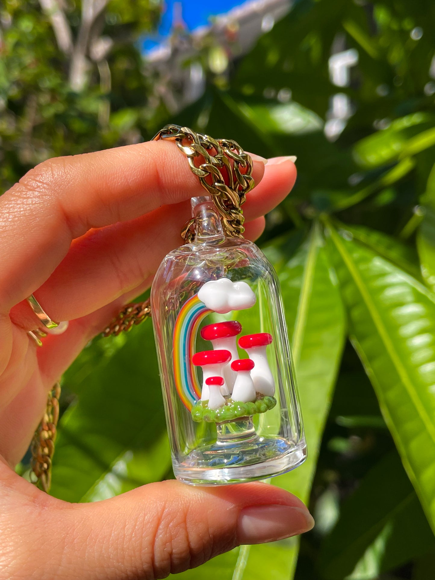 Rainbow Mushroom Realm Pendant