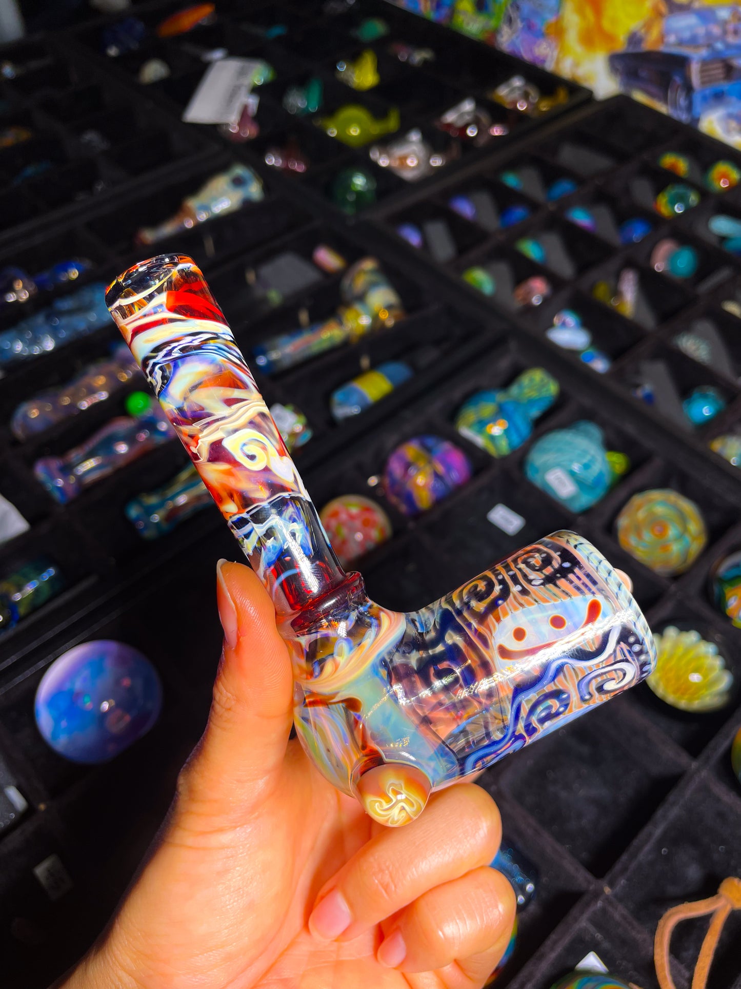 Smiley Patternwork Corn Cob Pipe