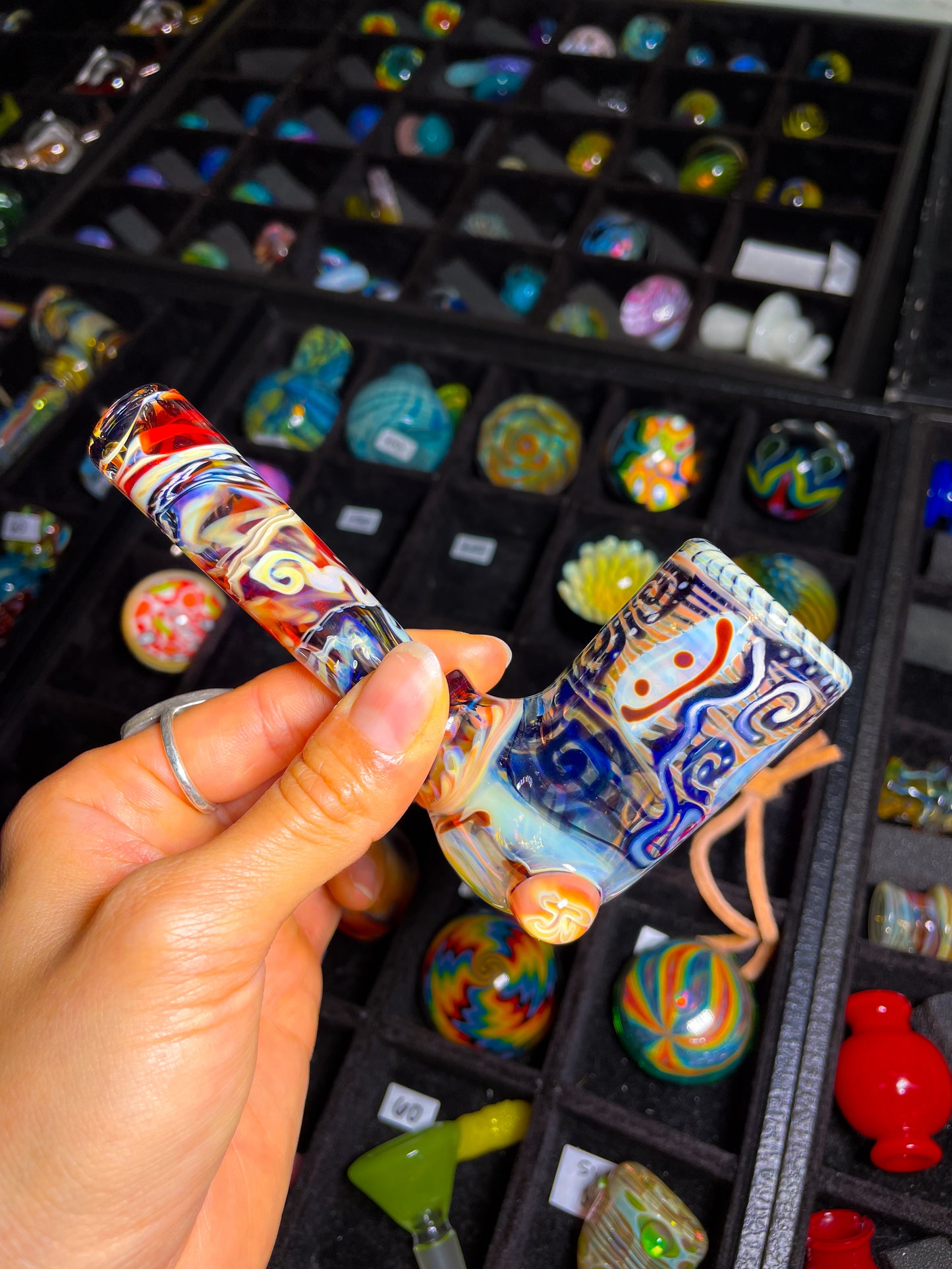 Smiley Patternwork Corn Cob Pipe