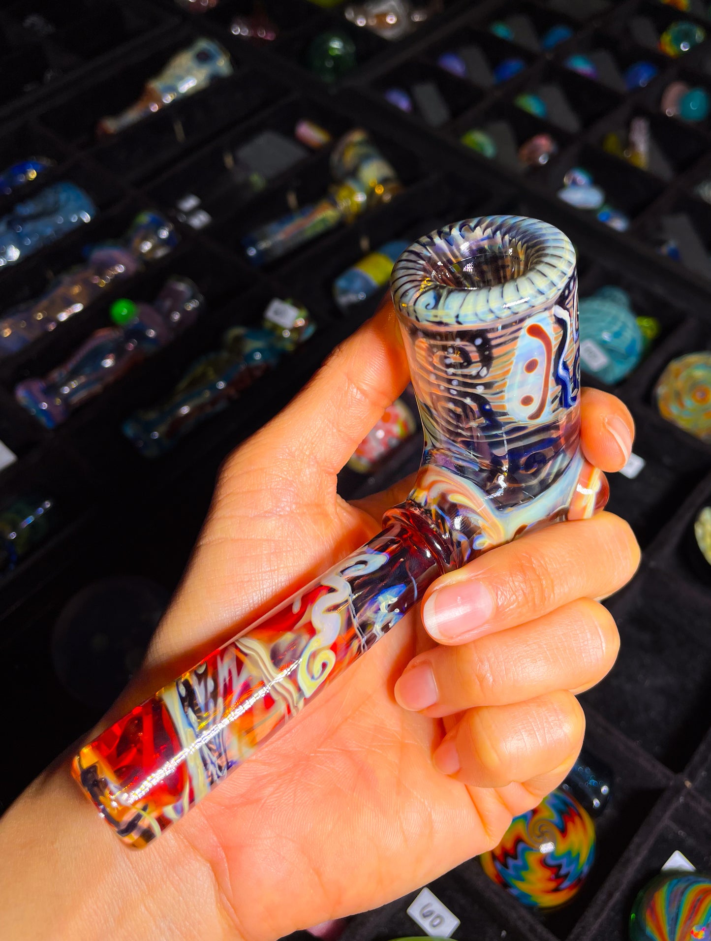 Smiley Patternwork Corn Cob Pipe