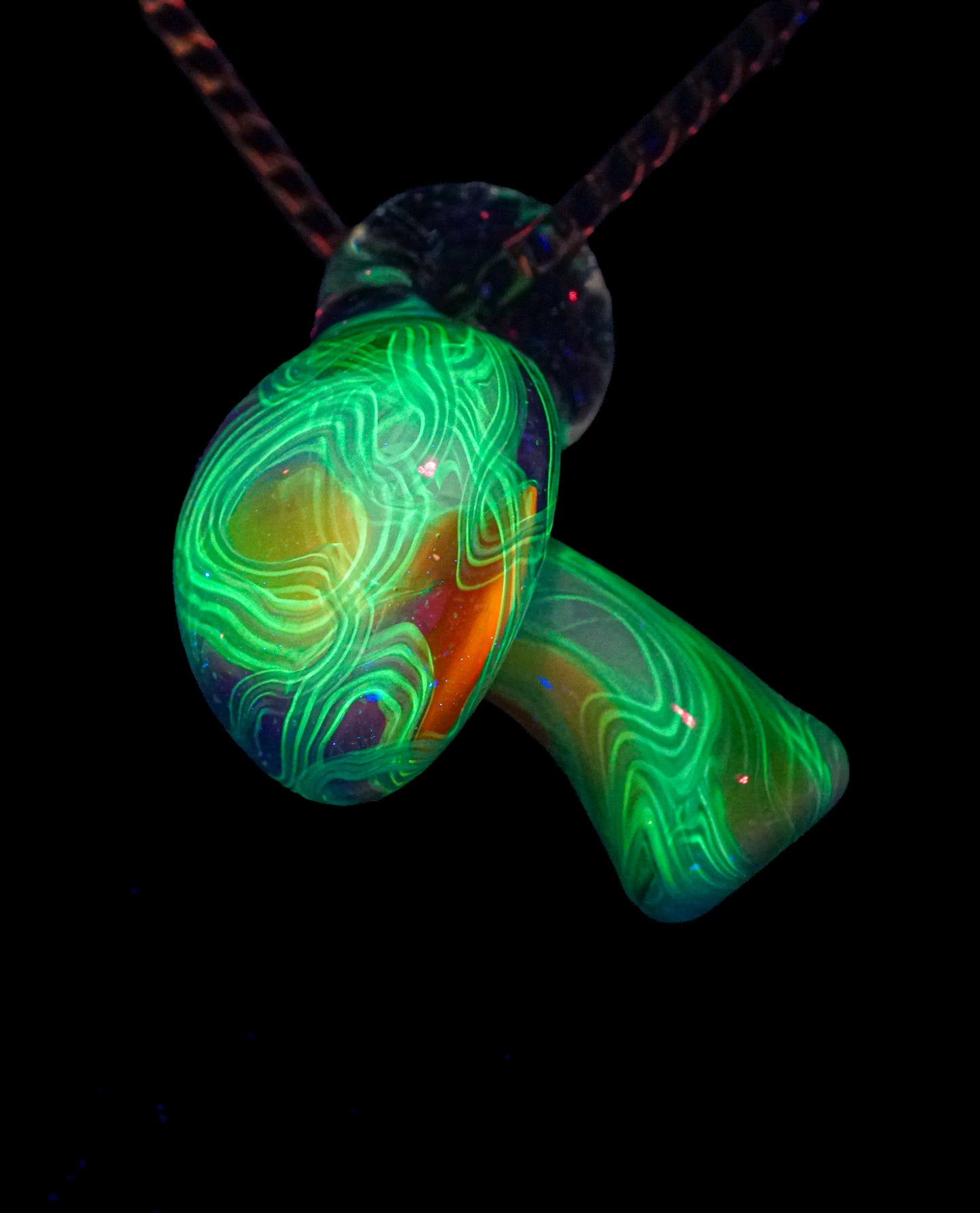 Pastel Rainbow Crushed Opal UV Scribble Mushroom Pendant