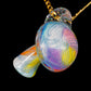 Pastel Rainbow Crushed Opal UV Scribble Mushroom Pendant