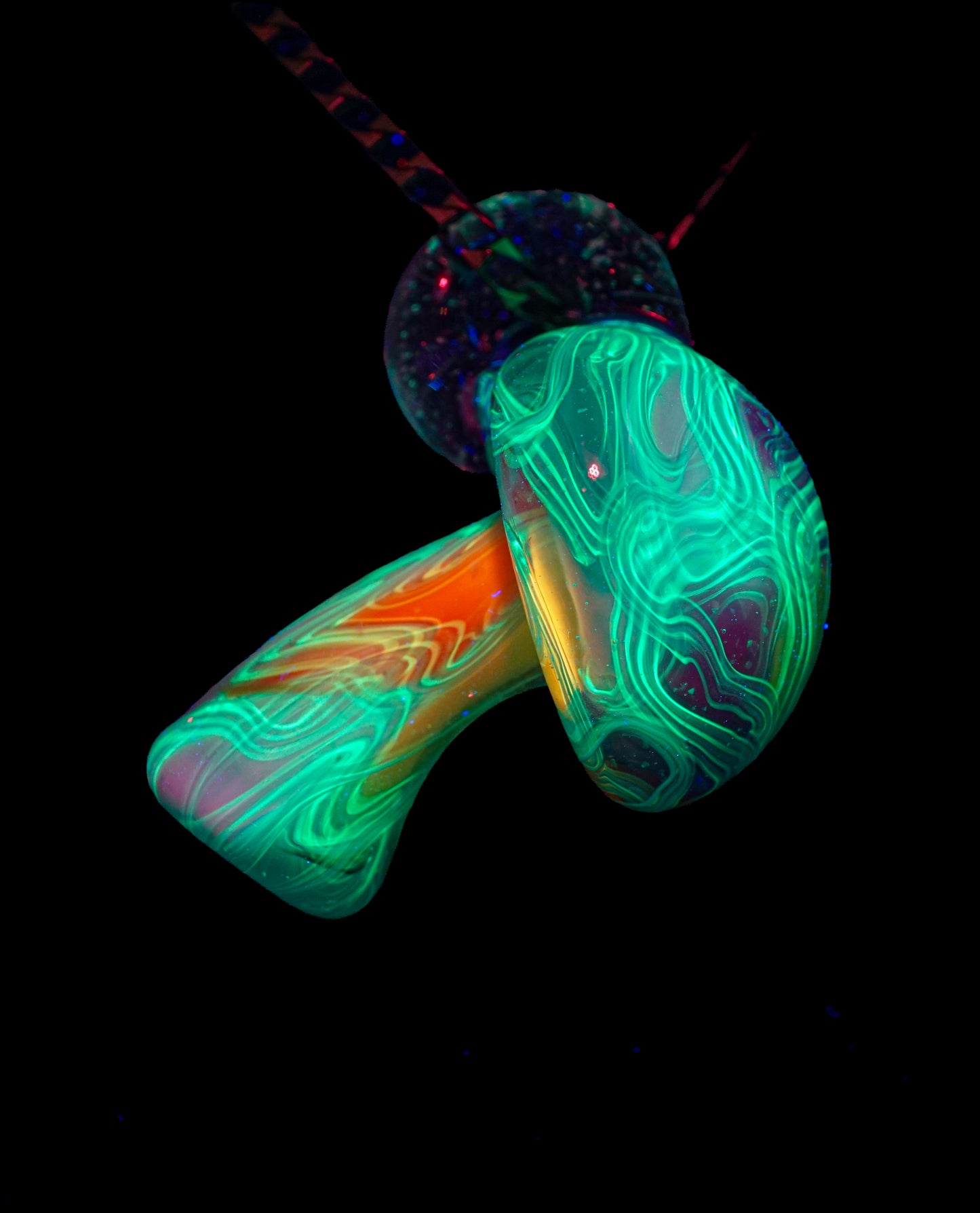 Pastel Rainbow Crushed Opal UV Scribble Mushroom Pendant