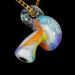 Pastel Rainbow Crushed Opal UV Scribble Mushroom Pendant
