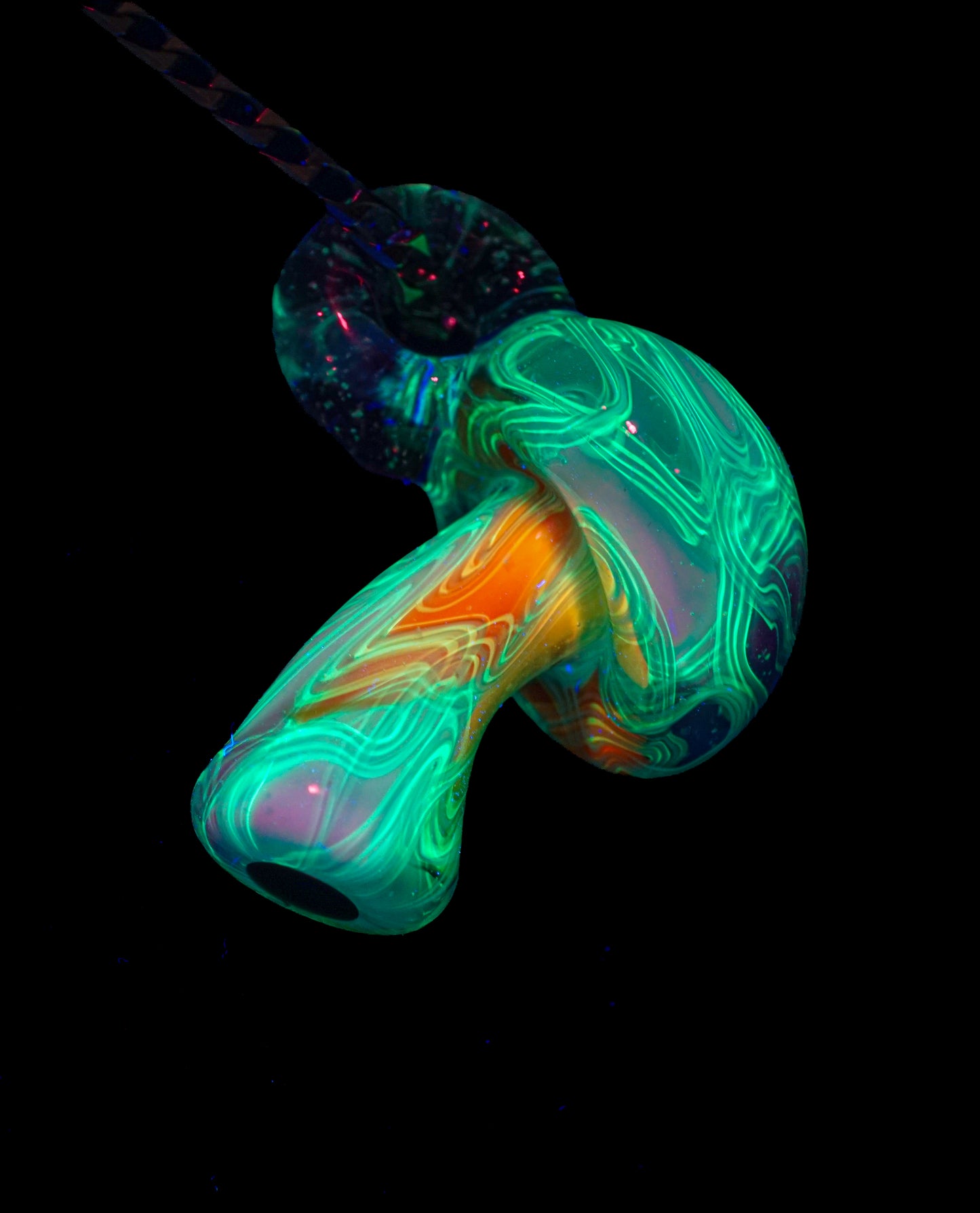 Pastel Rainbow Crushed Opal UV Scribble Mushroom Pendant
