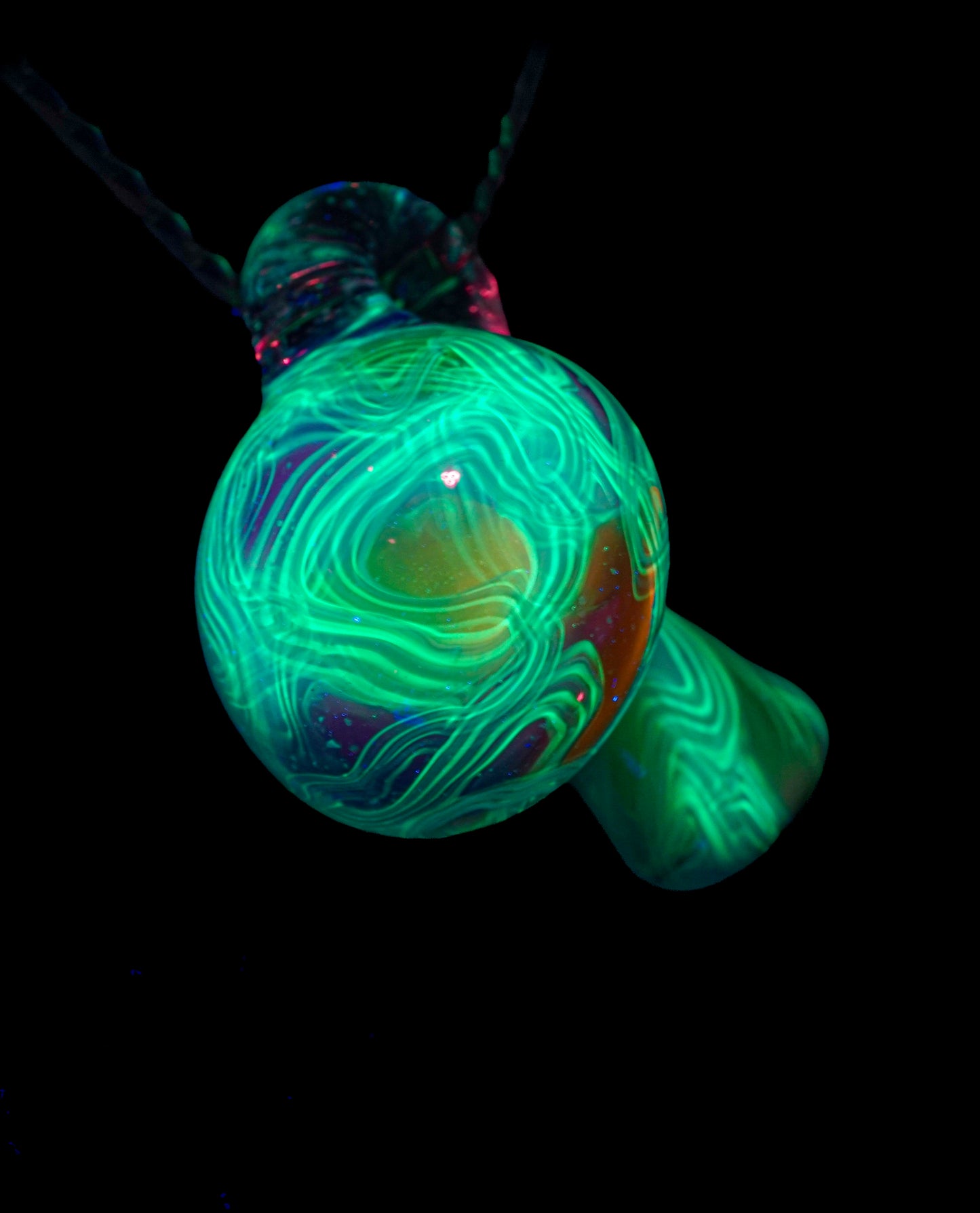 Pastel Rainbow Crushed Opal UV Scribble Mushroom Pendant