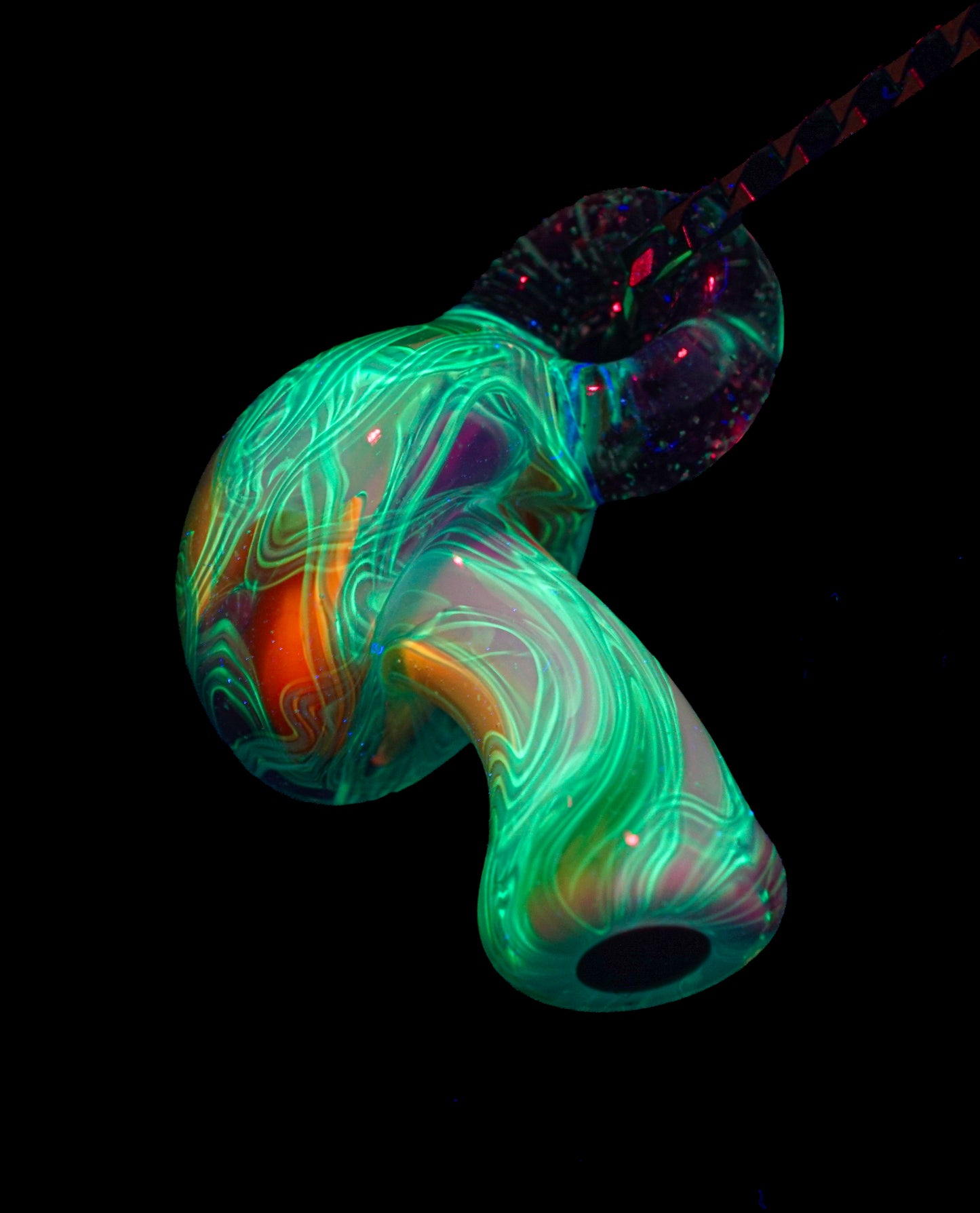 Pastel Rainbow Crushed Opal UV Scribble Mushroom Pendant