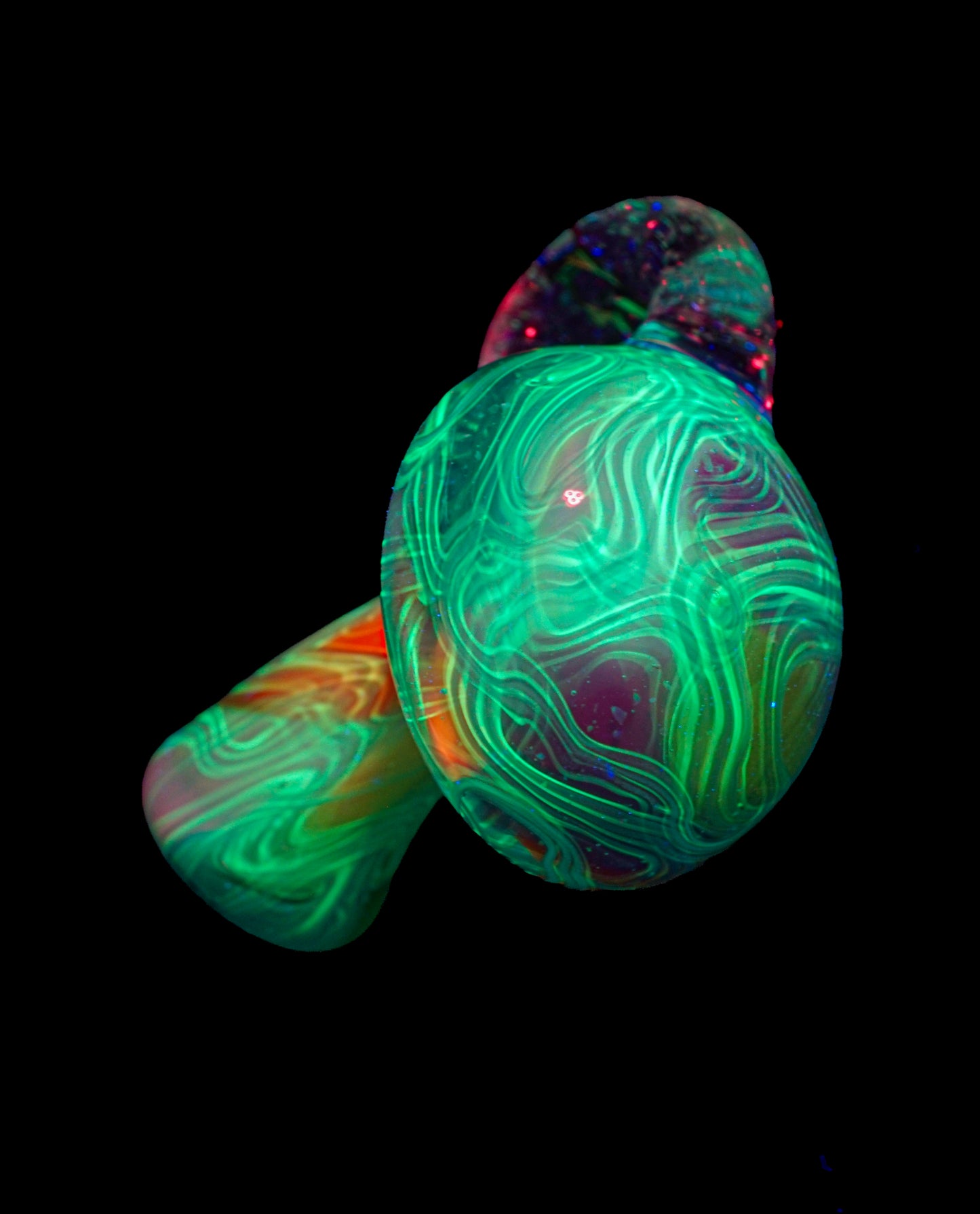 Pastel Rainbow Crushed Opal UV Scribble Mushroom Pendant