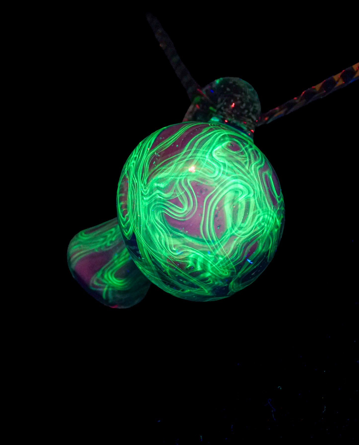 Pink Crushed Opal UV Scribble Mushroom Pendant