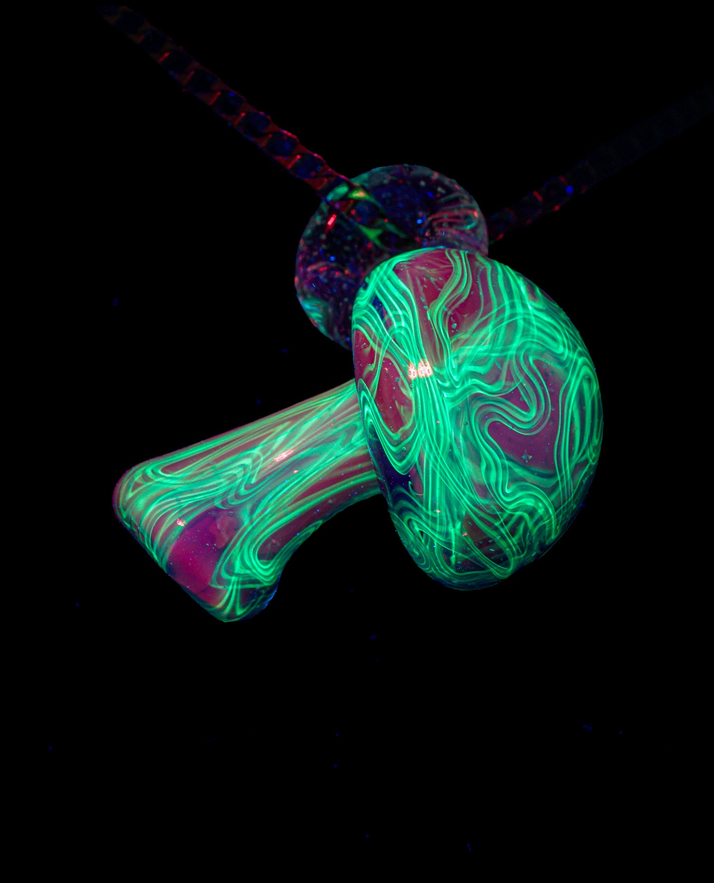 Pink Crushed Opal UV Scribble Mushroom Pendant