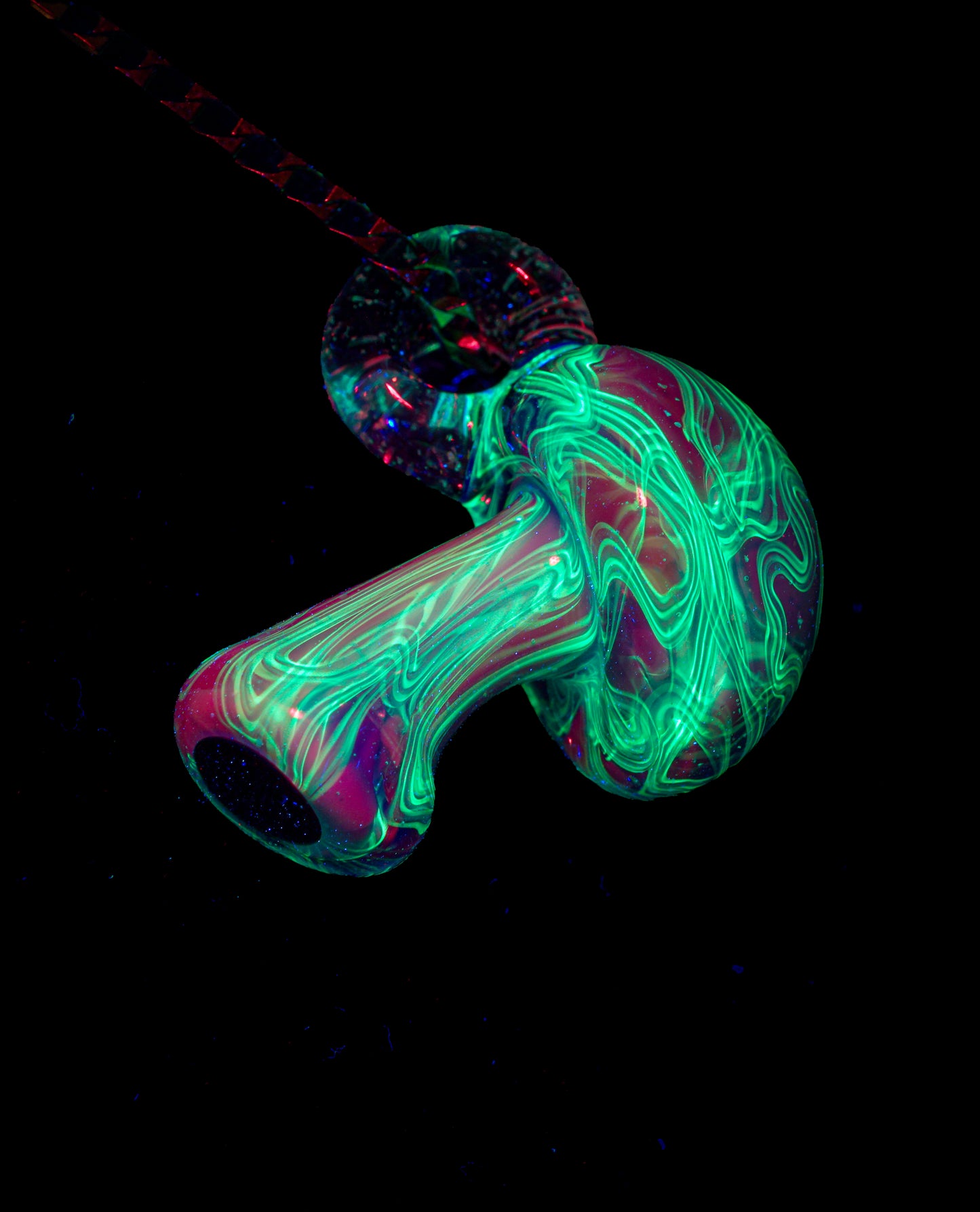 Pink Crushed Opal UV Scribble Mushroom Pendant