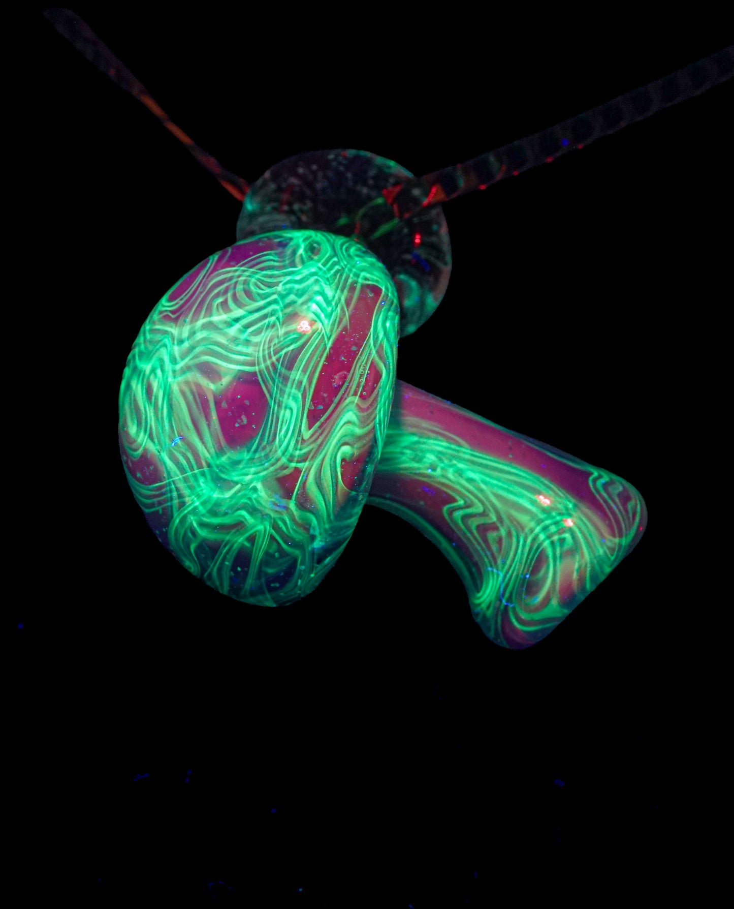 Pink Crushed Opal UV Scribble Mushroom Pendant