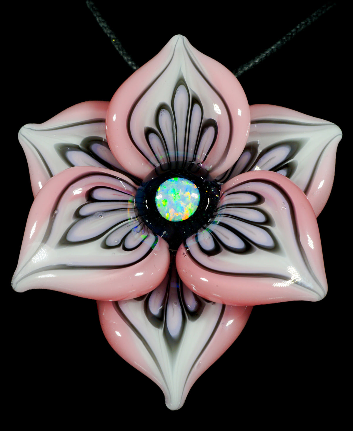 Pastel Pink Pinstripe Flower Pendant