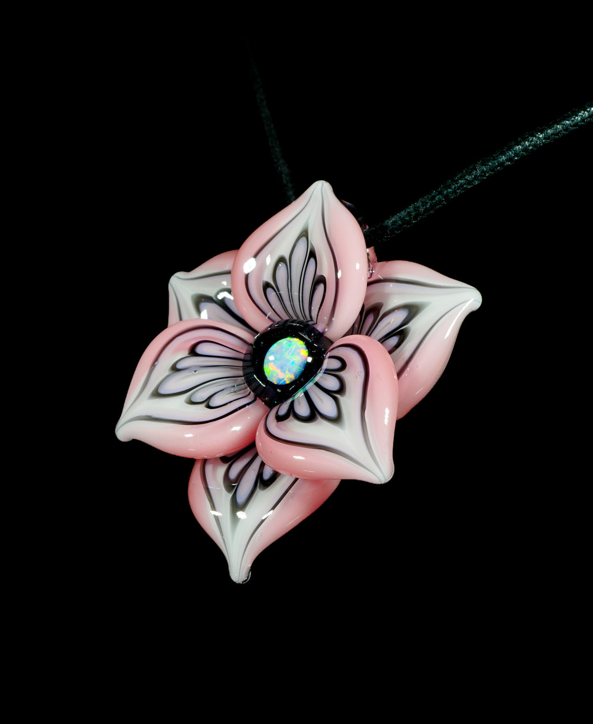 Pastel Pink Pinstripe Flower Pendant