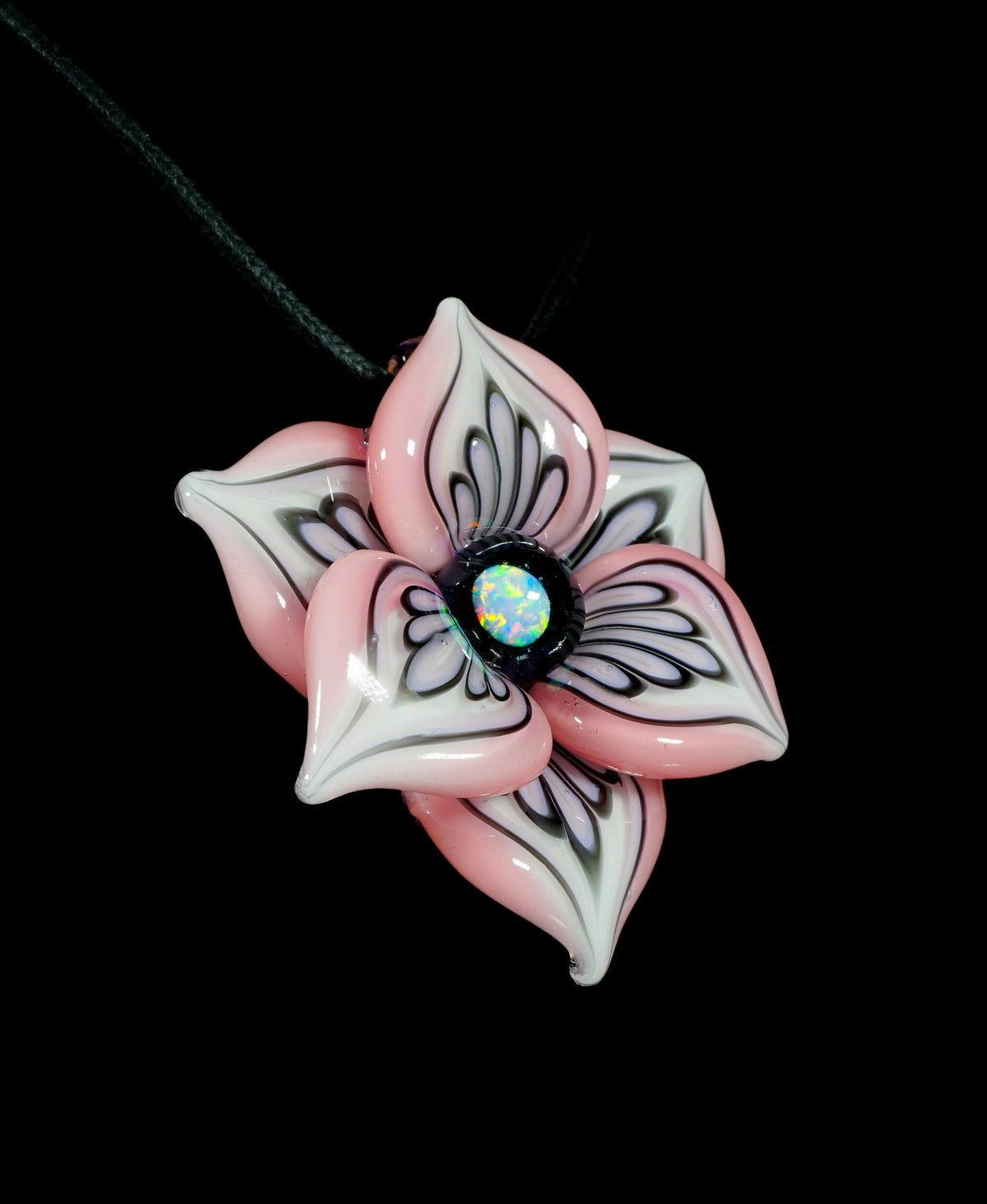 Pastel Pink Pinstripe Flower Pendant