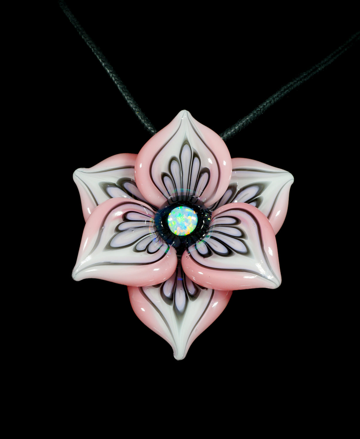Pastel Pink Pinstripe Flower Pendant