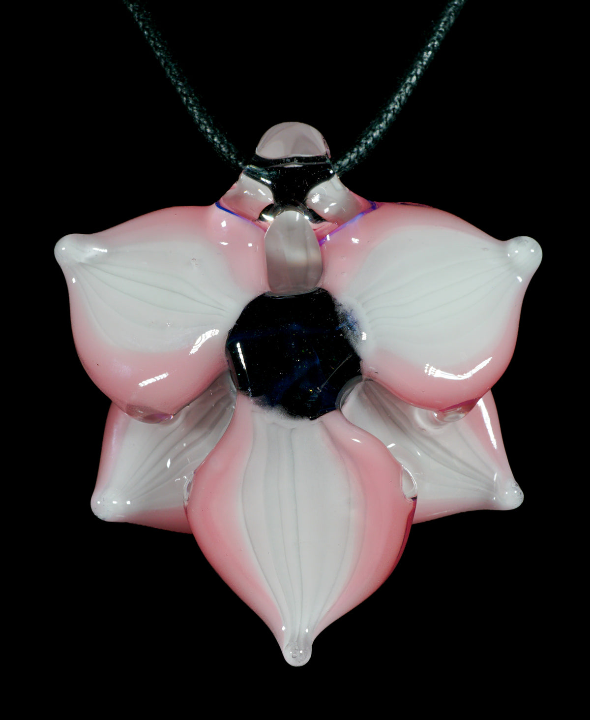 Pastel Pink Pinstripe Flower Pendant